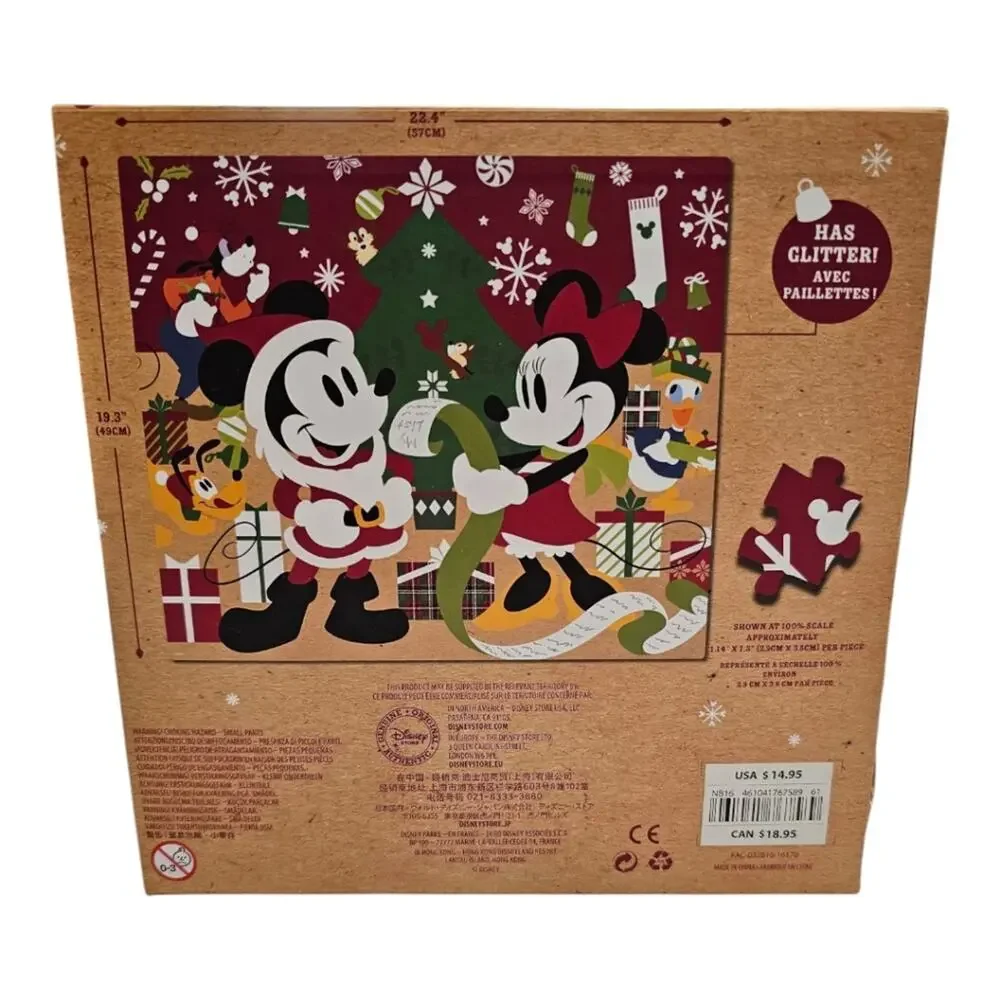 Disney Store Christmas Mickey & Minnie 500 Piece Puzzle Plastic Bag Sealed New